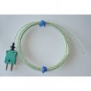 Thermocouple Type K, 1m Fibreglass Insulated Lead, Exposed Junction, Plug,  -60 to +350°C 