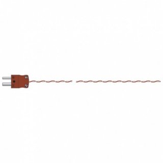 Thermocouple Type T, 1m PTFE Insulated Leads, Exposed Junction, Plug,  -75 to +250°C